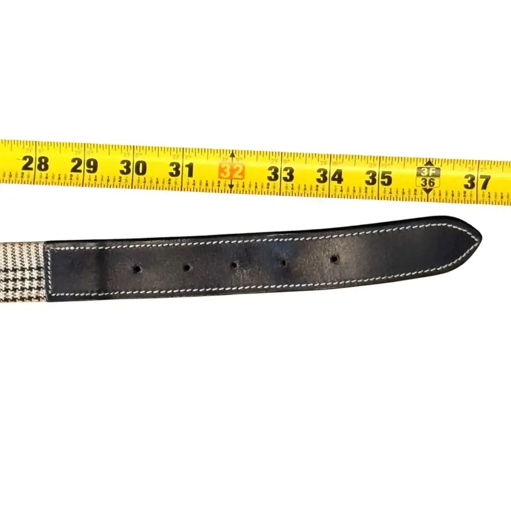 Baker Equine Couture Unisex Classic Plaid Belt Cream Black Brown Sz S (32-33)